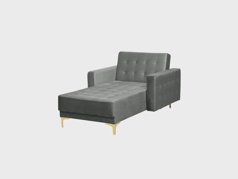 Aberdeen Velvet Chaise Lounge Grey