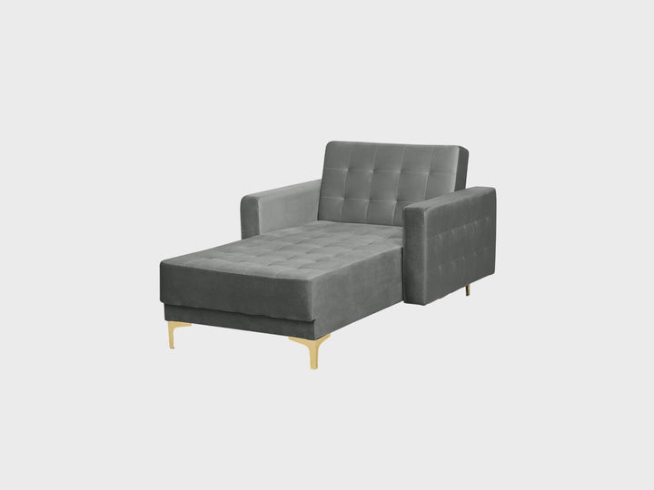 Aberdeen Velvet Chaise Lounge Grey