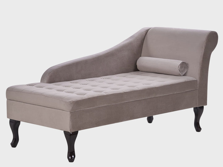 Pessac Right Hand Velvet Chaise Lounge with Storage Taupe