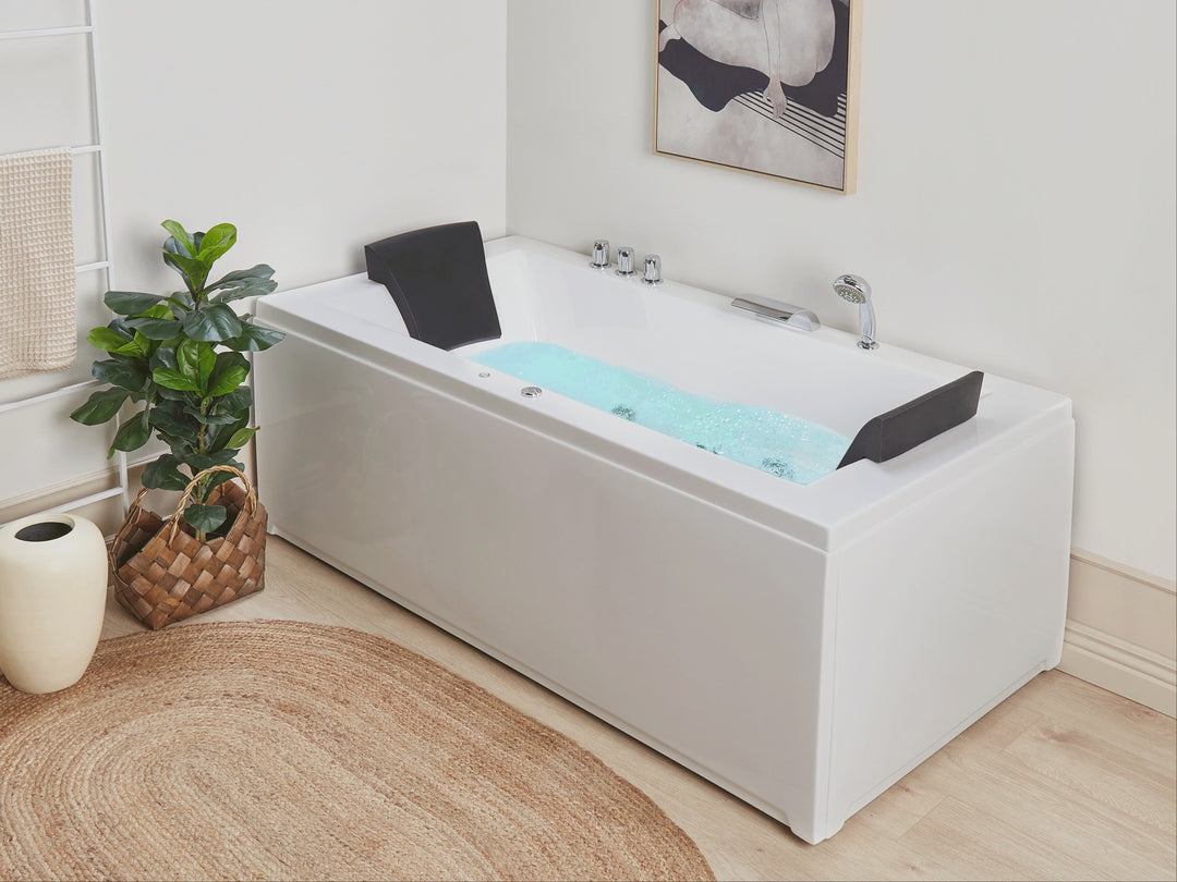 Right Hand Whirlpool Bath with LED 1830 x 900 mm White Varadero