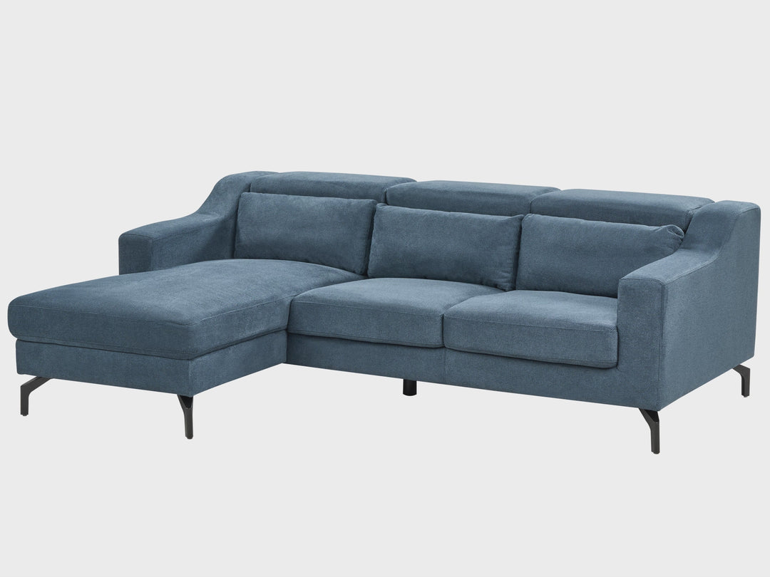 Glosli Right Hand Fabric Corner Sofa Blue