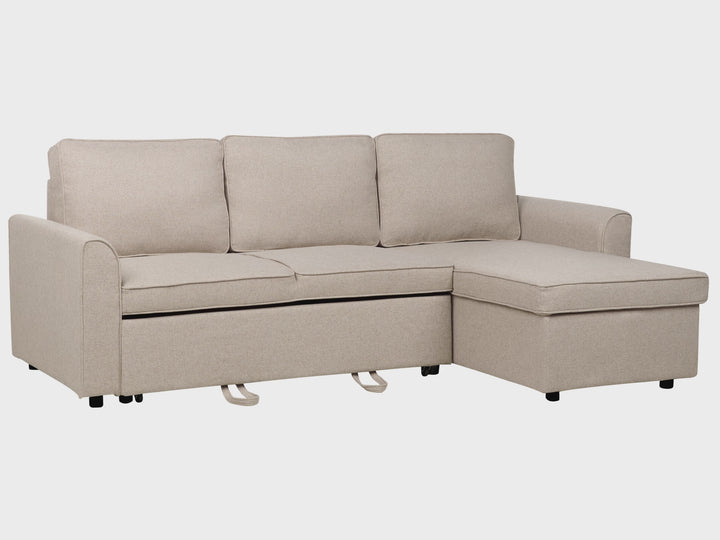 Nesna Left Hand Fabric Corner Sofa Bed with Storage Beige