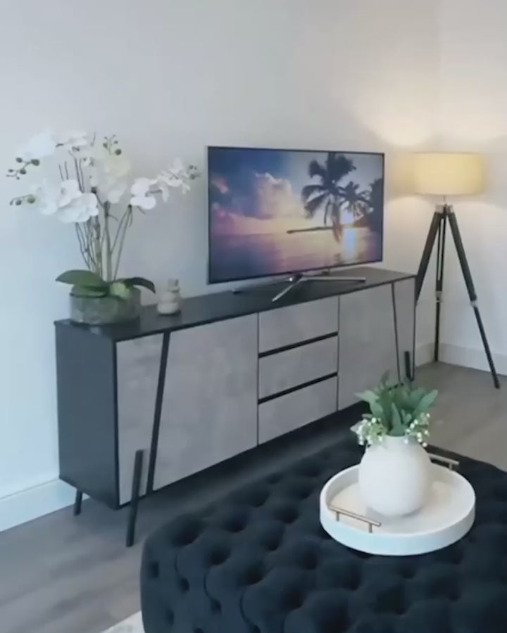 TV Stand Concrete Effect with Black Eilisha