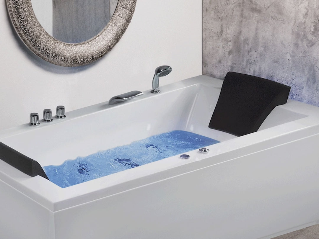 Left Hand Whirlpool Bath with LED 1830 x 900 mm White Varadero