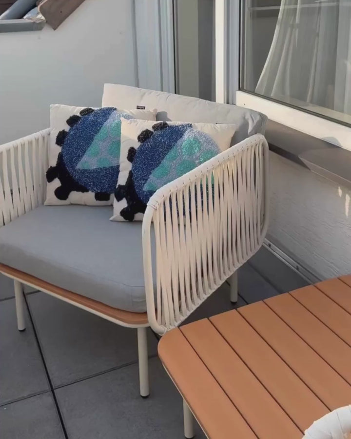Senise Garden Lounge Set with Table 2 Seater Metal Grey