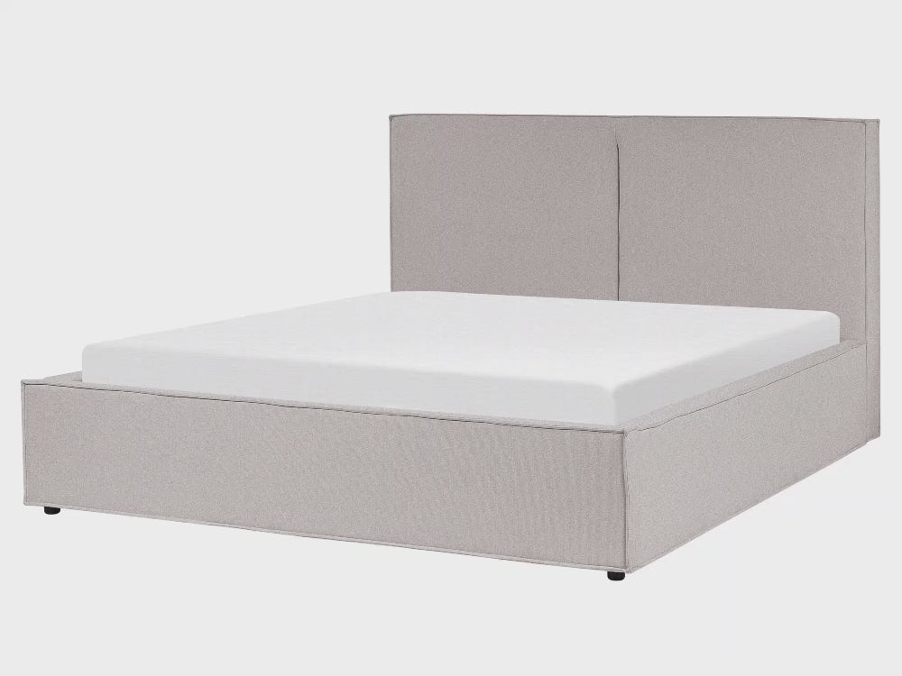 Fabric EU King Size Ottoman Bed Light Grey Moissac