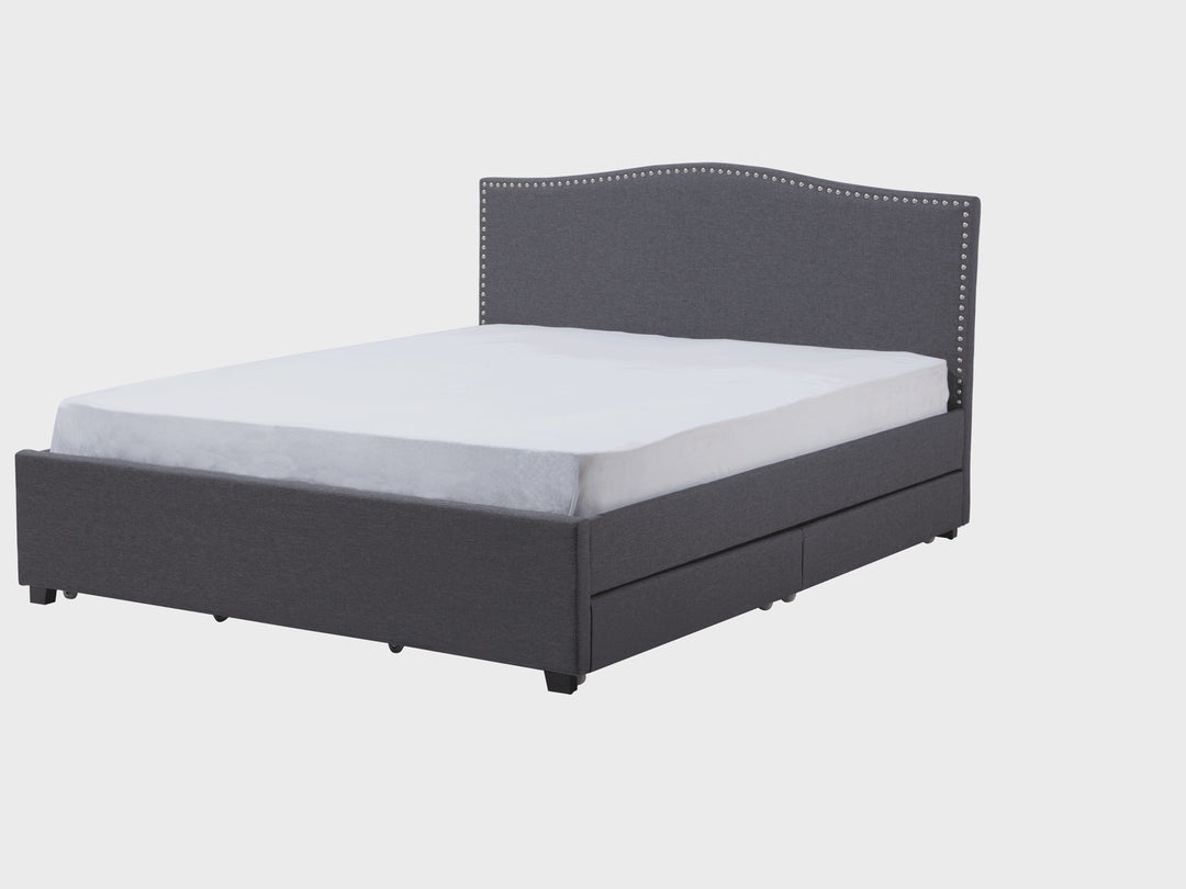 Fabric EU Super King Bed with Storage Grey Montpellier