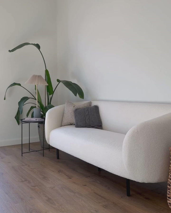 Loen 3 Seater Boucle Sofa White and Black