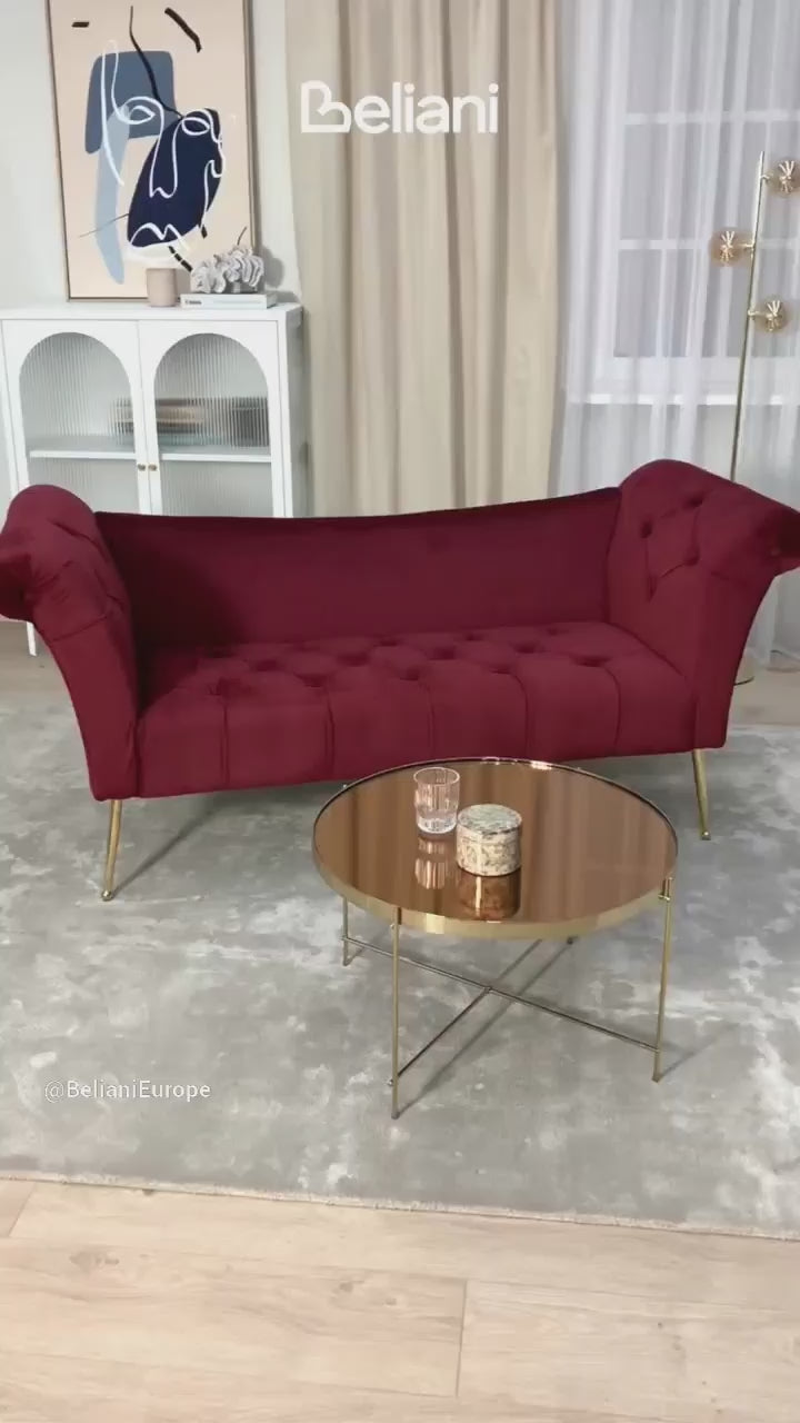 Chaise Longue Velvet Dark Red Braidon