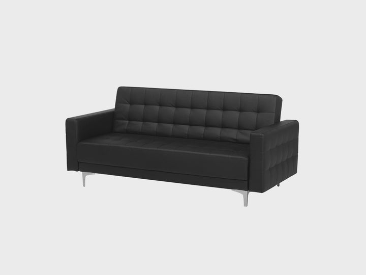 Aberdeen 3 Seater Sofa Black Faux Leather