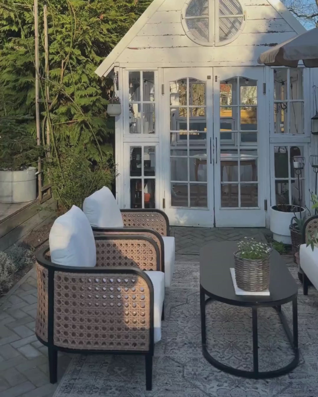 Montefalco Garden Lounge Set with Table 4 Seater Metal White