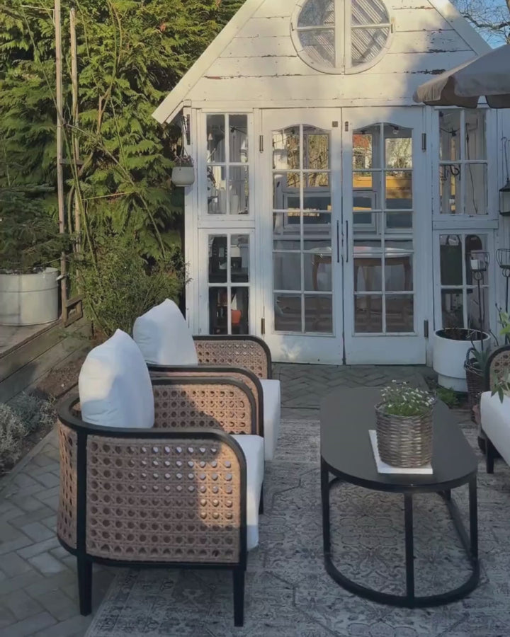 Montefalco Garden Lounge Set with Table 4 Seater Metal White