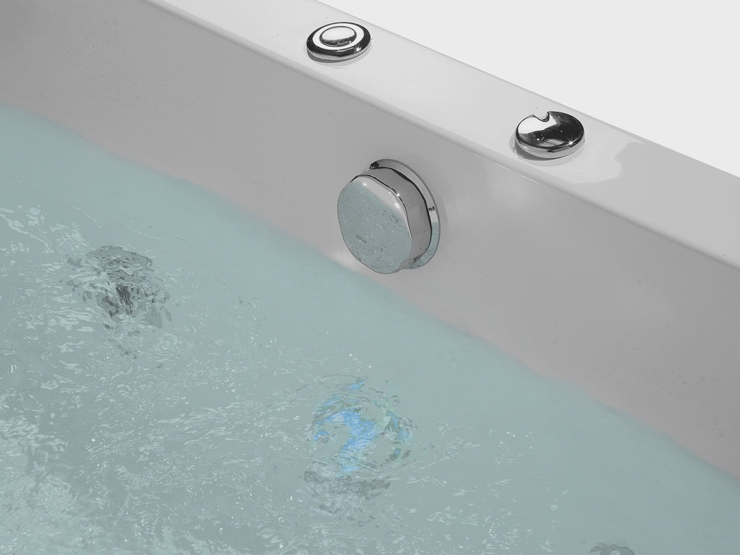 Whirlpool Corner Bath with LED 1400 x 1400 mm White Meves