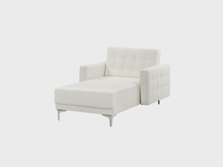 Aberdeen Faux Leather Chaise Lounge White