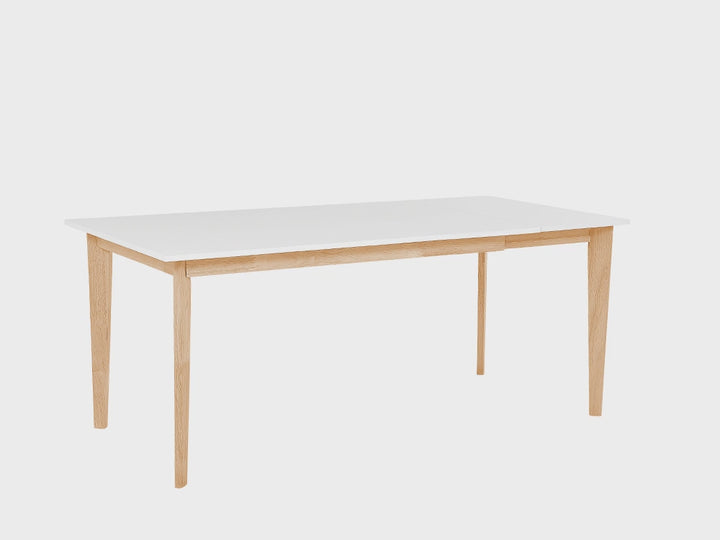 Extending Dining Table 140/180 x 90 cm White with Light Wood Sola