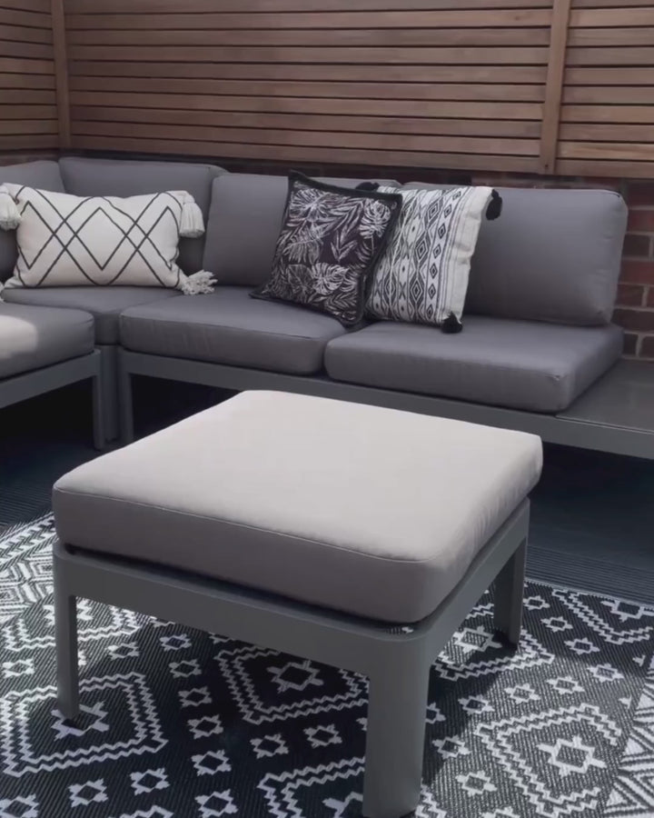 Ferentino Garden Corner Sofa with Ottoman 5 Seater Metal Grey