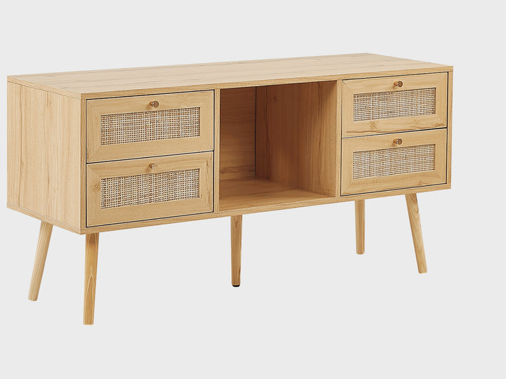 TV Stand Rattan Light Brown Caistor