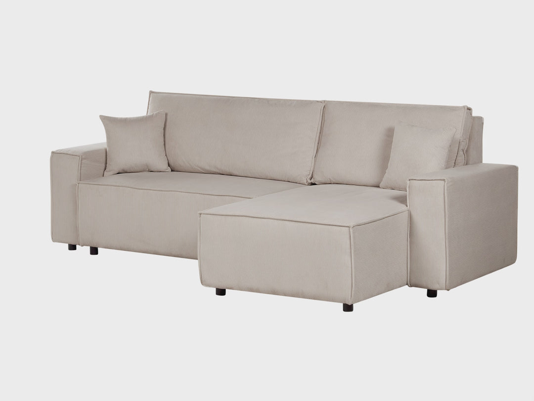 Abacka Sofa Bed  Beige Corduroy Left Hand