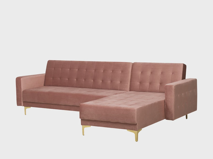 Aberdeen Left Hand Velvet Corner Sofa Pink