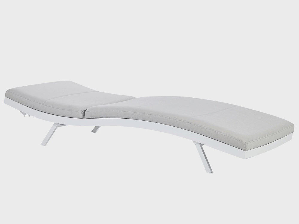 Sun Lounger with Cushion Reclining Metal Light Grey Achanti