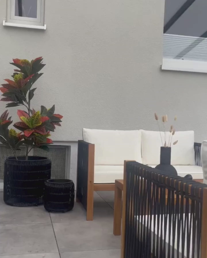 Antria Garden Lounge Set with Table 4 Seater Acacia Wood Black