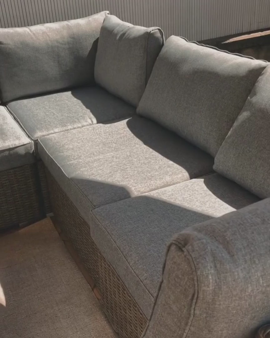 Xxl Garden Lounge Set with Table 8 Seater Right Hand Modular PE Rattan Grey