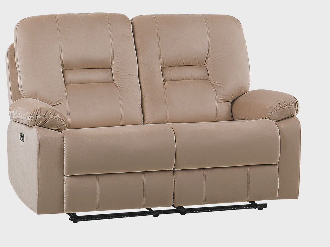 Bergen 2 Seater Velvet LED Electric Recliner Sofa with USB Port Beige