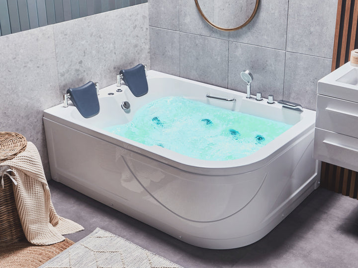 Right Hand Whirlpool Corner Bath with LED 1700 x 1190 mm White Bayamo