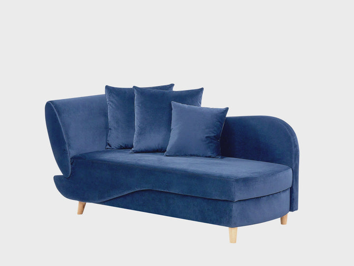 Left-Hand Chaise Lounge Velvet Navy Blue with Storage Harriet