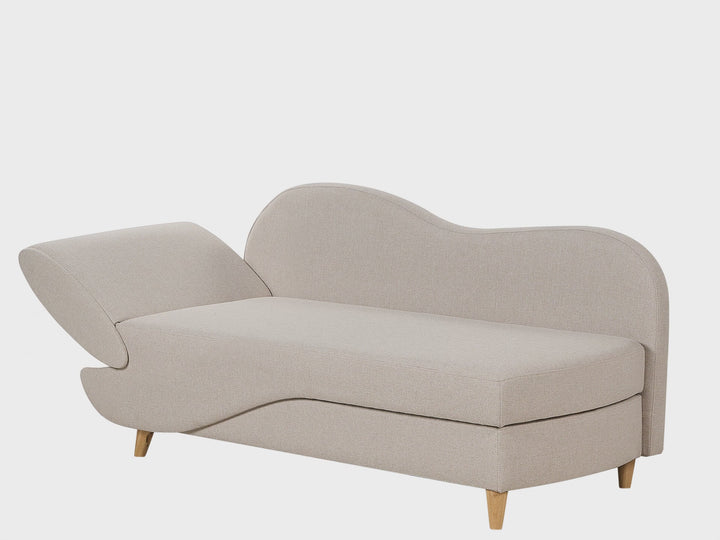 Left-Hand Chaise Lounge Faux Linen Beige with Storage Harriet