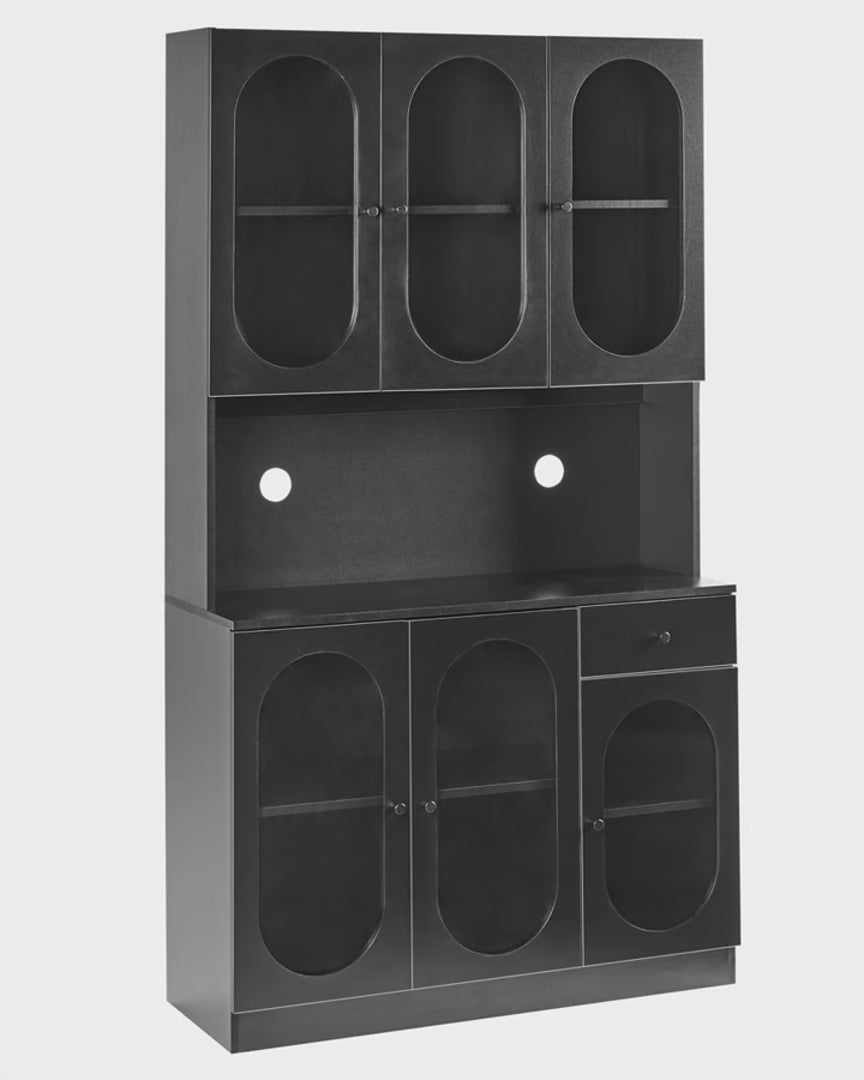 Glass Display Cabinet 100 cm Black Kinston