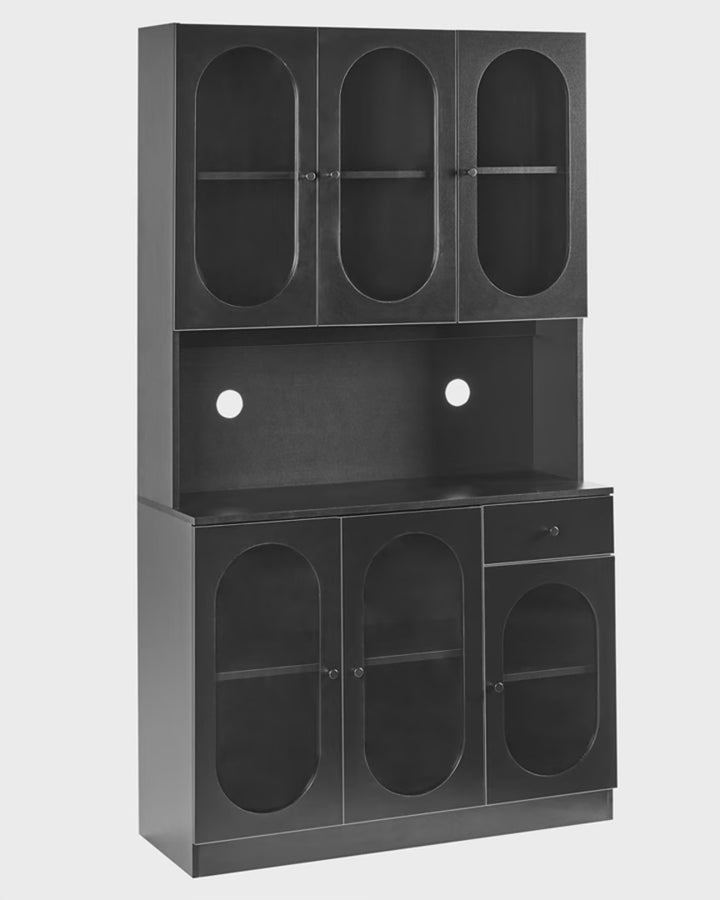 Glass Display Cabinet 100 cm Black Kinston