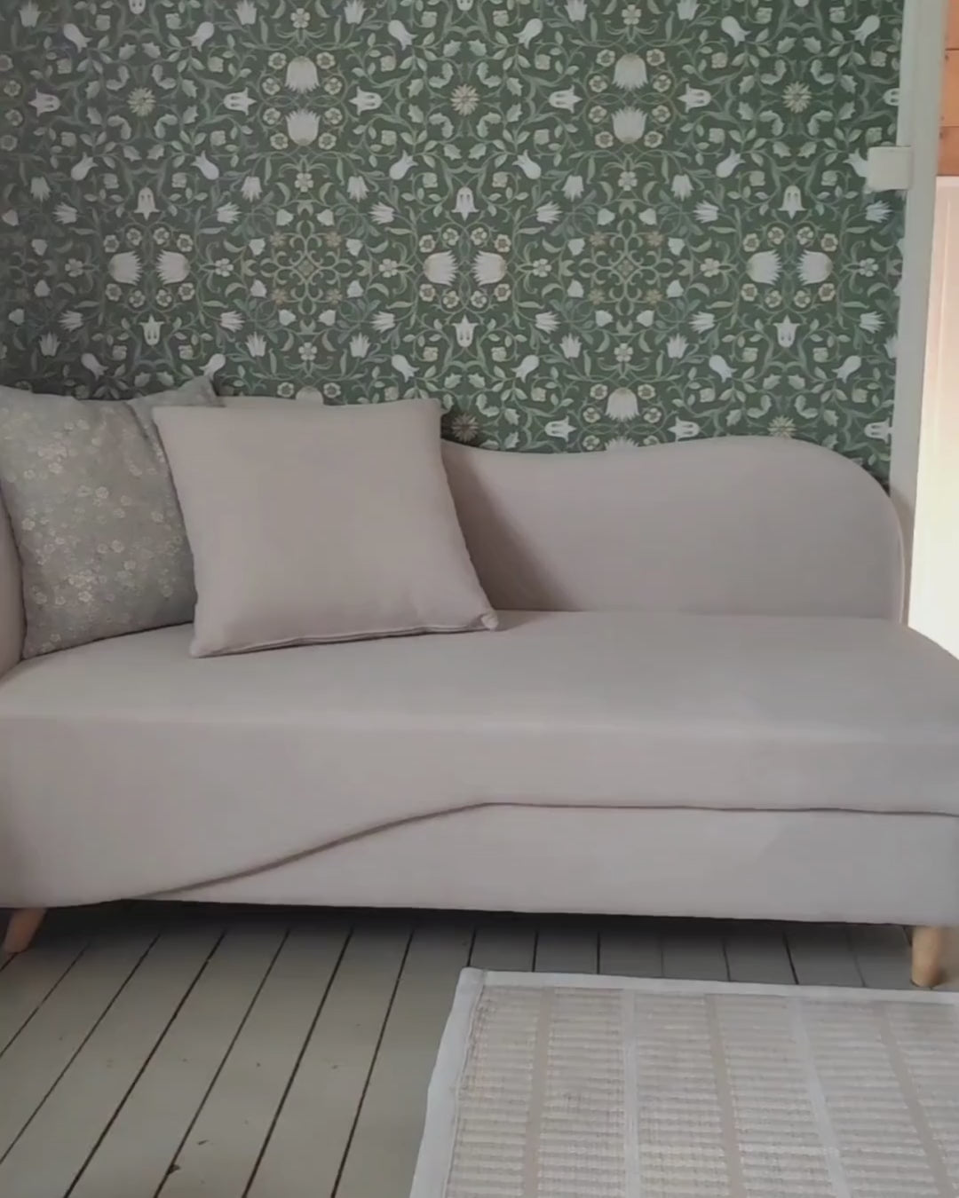 Left-Hand Chaise Lounge Faux Linen Beige with Storage Harriet