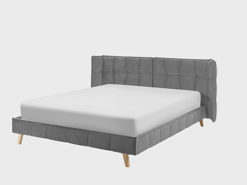 Velvet EU King Size Bed Grey Senlis