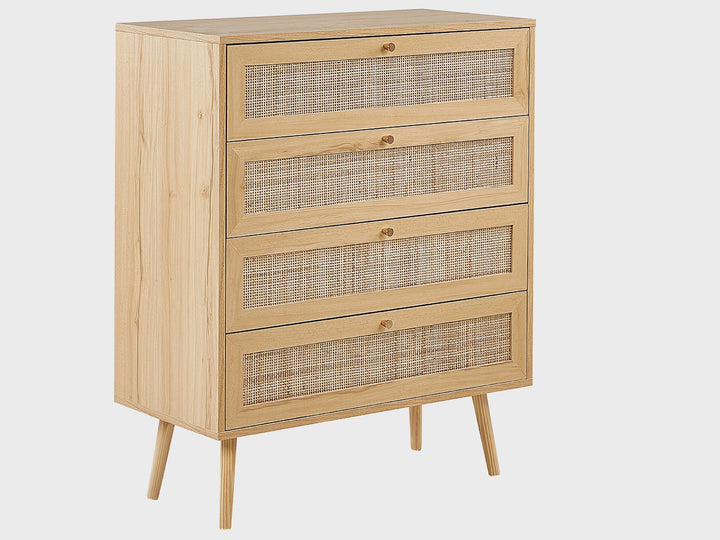 4 Drawer Chest Rattan Light Brown Caistor