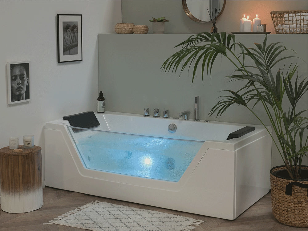 Whirlpool Bath with LED 1740 mm White Samana