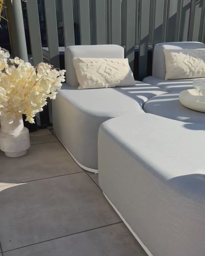 Fabro Garden Lounge Set with Table 4 Seater Modular Light Grey