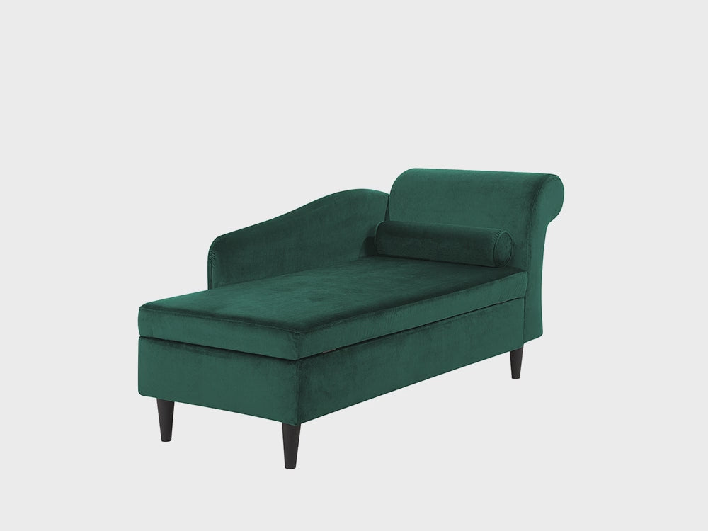 Luiro Right Hand Velvet Chaise Lounge Emerald Green