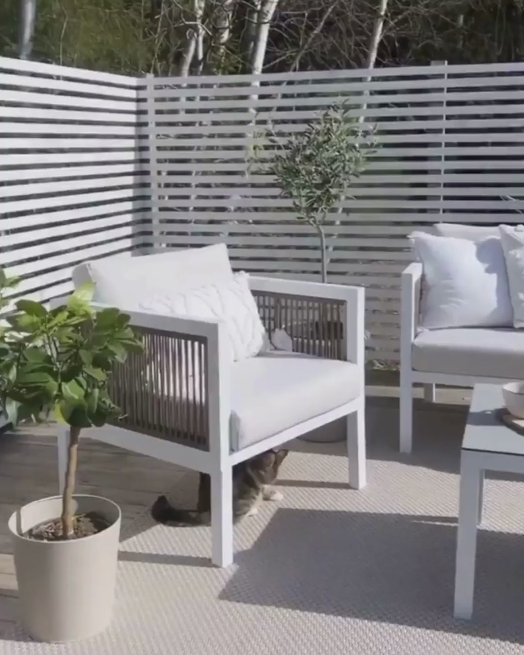 Borello Garden Lounge Set with Table 5 Seater Metal White