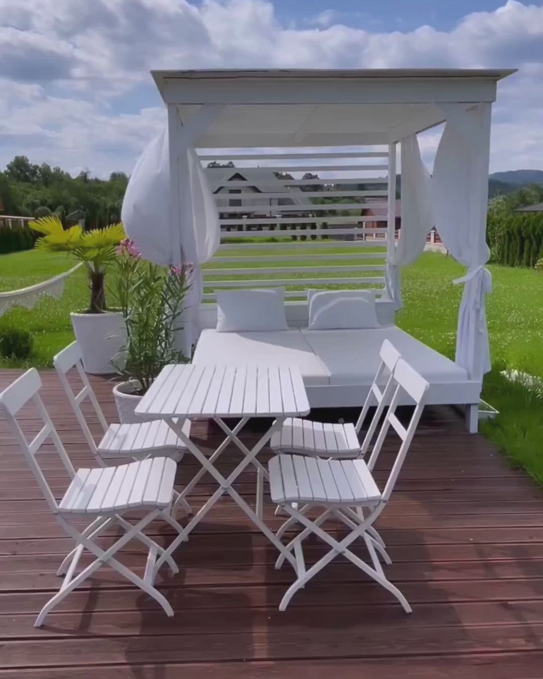 Sano Garden Corner Sofa with Table 4 Seater Right Hand Modular PE Rattan White