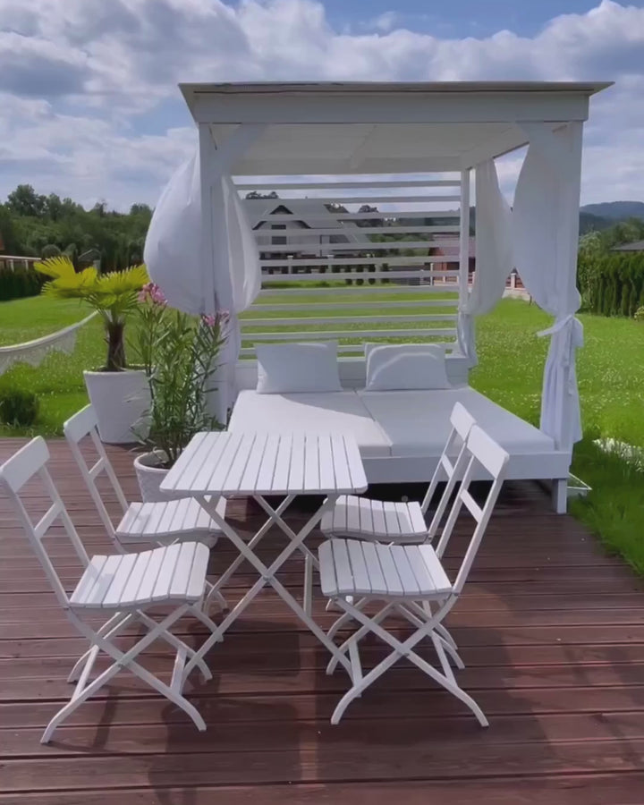 Sano Garden Corner Sofa with Table 4 Seater Right Hand Modular PE Rattan White