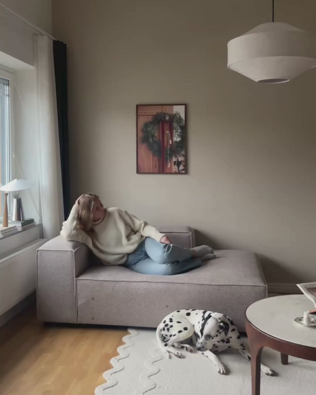 Left-Hand Chaise Lounge Fabric Light Brown Nova