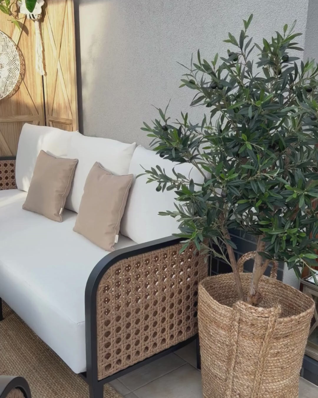 Montefalco Garden Lounge Set with Table 3 Seater Metal White