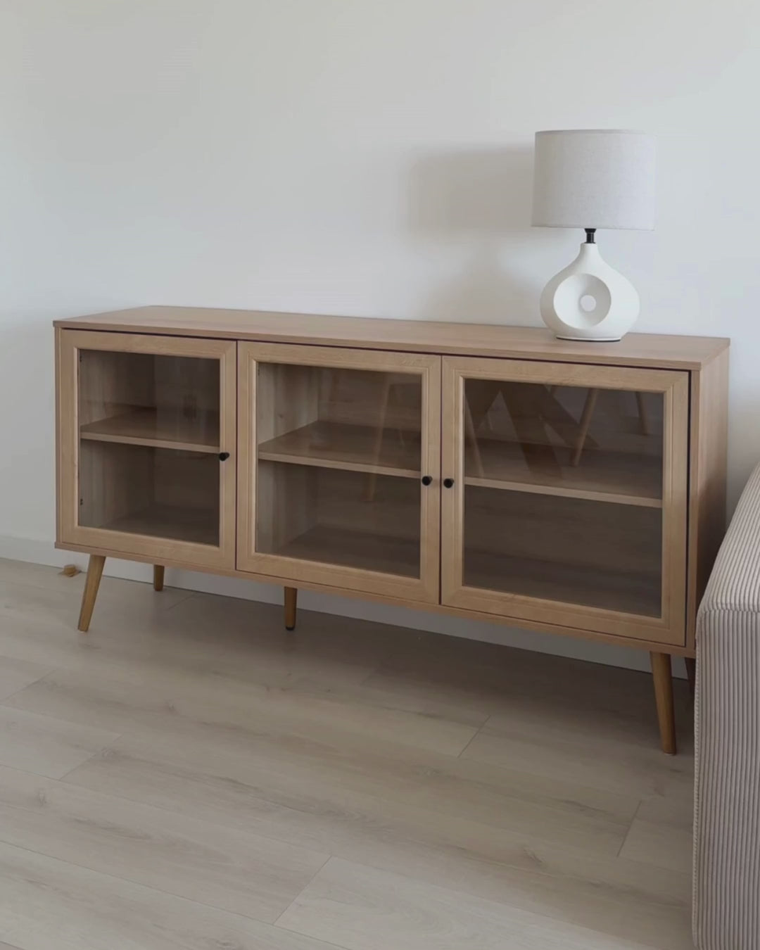 Glass Display Cabinet Albany Light Brown