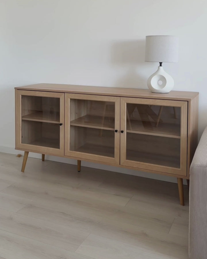 Glass Display Cabinet Albany Light Brown