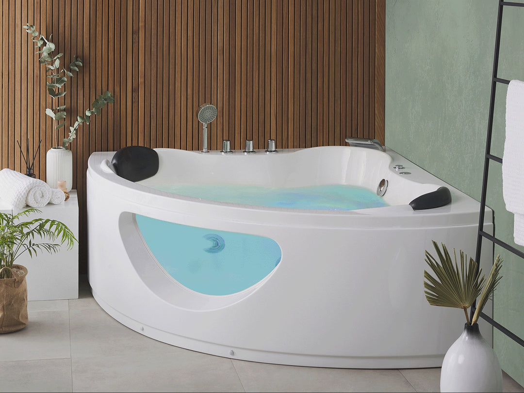 Whirlpool Corner Bath with LED 207 x 1460 mm White Tocoa II