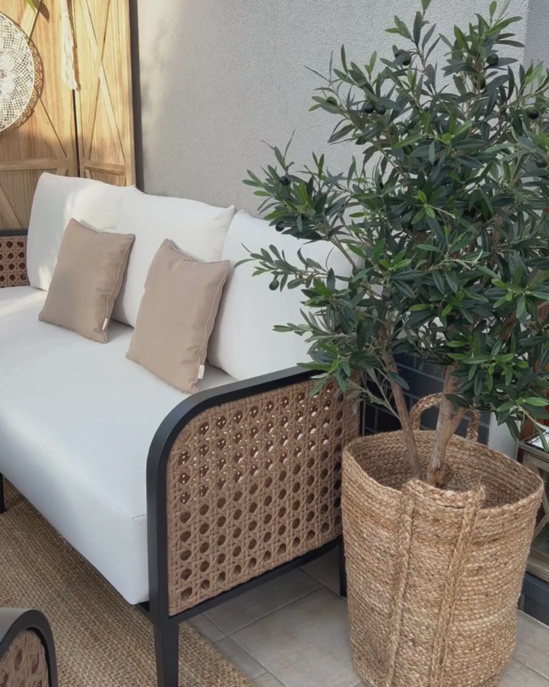 Montefalco Garden Lounge Set with Table 3 Seater Metal White