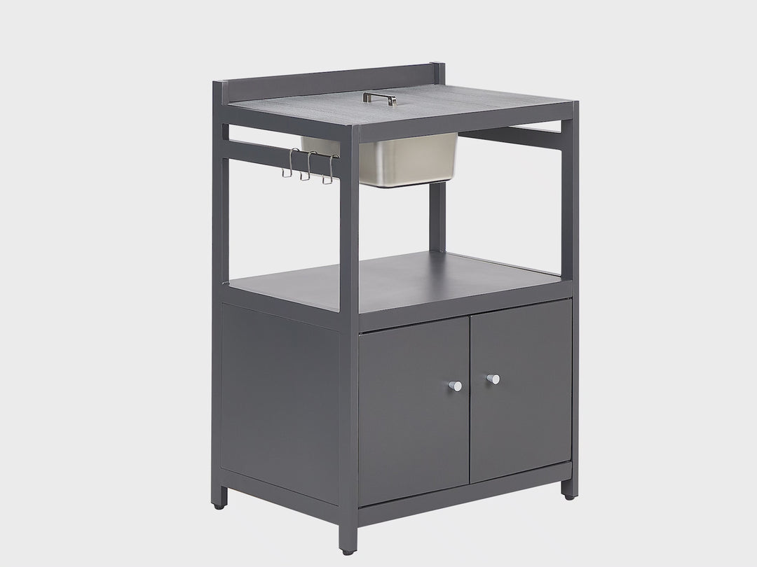 Ortisei 3 Piece Outdoor Kitchen Island with Trolley and Cabinet Set with Sink Grey