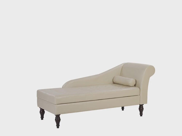 Pessac II Faux Leather Chaise Lounge with Storage Light Beige