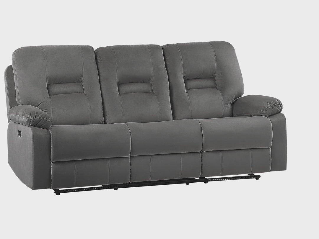 Bergen 3 Seater Velvet LED Electric Recliner Sofa with USB Port Grey